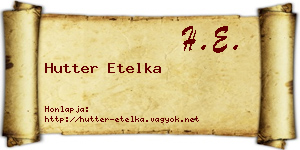 Hutter Etelka névjegykártya